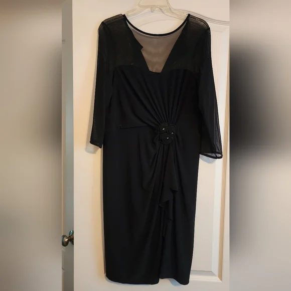 Jones New York | Dresses | Jones New York Black Mesh Yoke And Sleeve Dress  | Poshmark